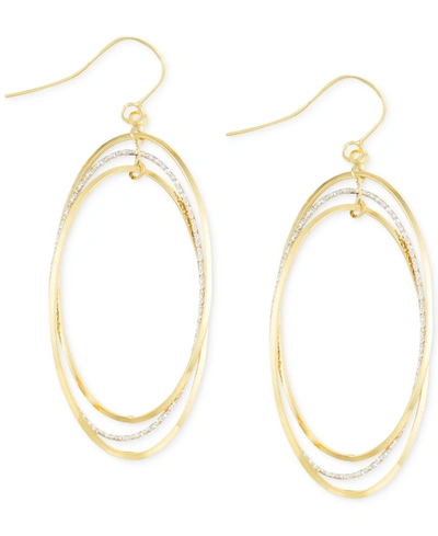 Italian Gold Two-tone Oval Hoop Earrings In 14k Gold