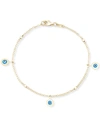 Macy's Enamel Evil Eye Charm Bracelet In 10k Gold In Gold