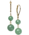 Macy's Dyed Jade (6 & 8mm) Beaded Drop Earrings In 14k Gold In Gold