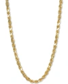 Italian Gold Forza Rope Chain 22" Necklace (4-1/10mm) In 14k Gold In Yellow Gold