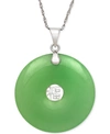 Macy's Dyed Jade Symbol Pendant Necklace In Sterling Silver (25mm) In Silver