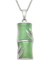 Macy's Dyed Jade Pendant Necklace In Sterling Silver In Silver
