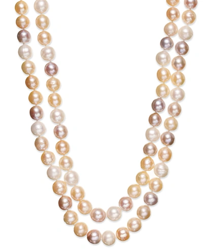 Belle De Mer Multi Two-row Cultured Freshwater Pearl Strand In Sterling Silver (9-1/2mm)