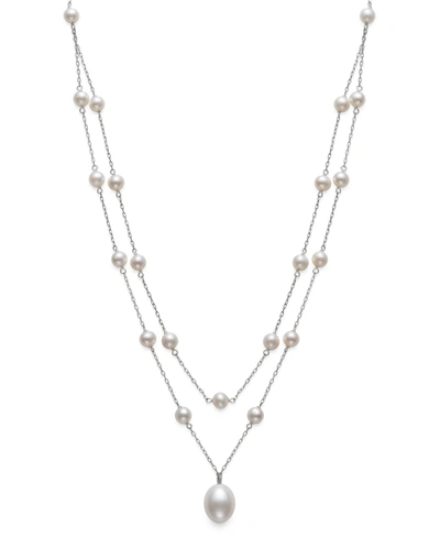 Belle De Mer Cultured Freshwater Pearl (5-6mm & 9-10mm) 16" Layered Necklace In Sterling Silver In White