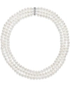 Belle De Mer Cultured Freshwater Pearl Three Layer Necklace (7-8mm) In Sterling Silver