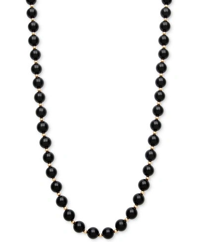 Macy's Onyx Bead Necklace (8mm) In 10k Gold