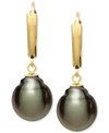 Belle De Mer Tahitian Pearl (10mm) Leverback Earrings In 14k Gold In No Color