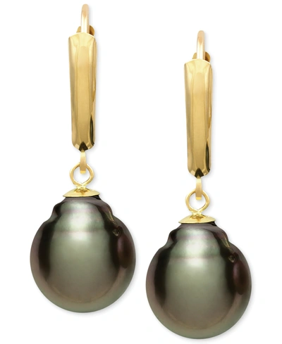 Belle De Mer Tahitian Pearl (10mm) Leverback Earrings In 14k Gold In No Color