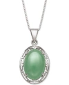Macy's Dyed Jade Greek Key Pendant Necklace In Sterling Silver In Silver