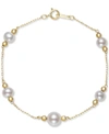 BELLE DE MER BELLE DE MER CULTURED FRESHWATER PEARL (5 & 8MM) & BEAD BRACELET IN 14K GOLD