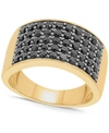 MACY'S MEN'S BLACK DIAMOND RING (2 CT. T.W.) IN 14K GOLD-PLATED STERLING SILVER