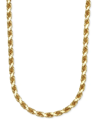 Italian Gold Rope Chain 24" Necklace 3.5mm In 14k Gold In Yellow Gold