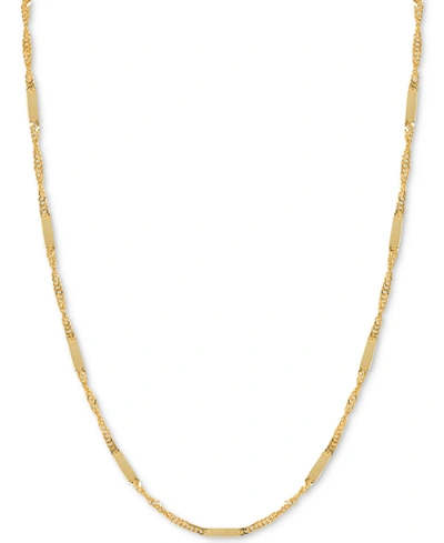 Italian Gold 18" Flat Bar Singapore Chain Necklace (1/3mm) In 14k Gold In Yellow Gold