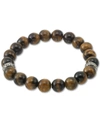 LEGACY FOR MEN BY SIMONE I. SMITH TIGER'S EYE (10MM) STRETCH BRACELET IN STAINLESS STEEL