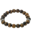 Legacy For Men By Simone I. Smith Tiger's Eye (10mm) Stretch Bracelet In Stainless Steel In Stainless Steel