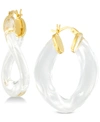 SIMONE I. SMITH LUCITE WAVY HOOP EARRINGS IN 18K GOLD OVER STERLING SILVER