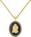 Legacy For Men By Simone I. Smith Men's Praying Hands 24" Pendant Necklace In Black Enamel & Yellow Ion-plated Stainless Steel In Gold Tone