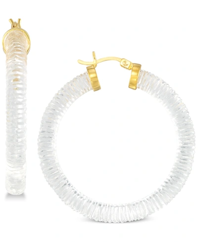 Simone I. Smith Lucite Textured Hoop Earrings In 18k Gold Over Sterling Silver In K Gold Over Silver