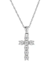 Macy's Diamond Cross Pendant Necklace (1/10 Ct. T.w.) In Sterling Silver In Silver
