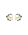 Adornia Freshwater Pearl Halo Earrings In Silver-tone/white