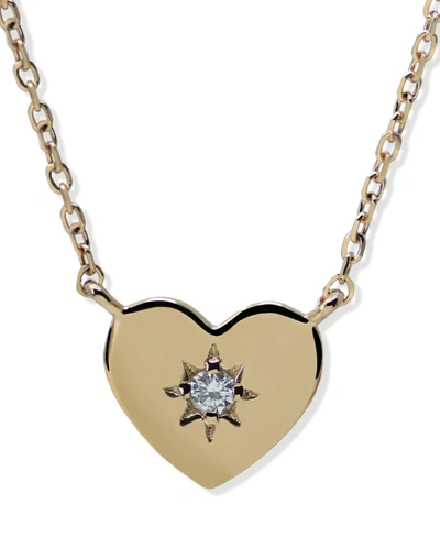 Jac + Jo By Anzie Diamond Accent Heart Diamond Cut Chain Necklace In 14k Yellow Gold In Clear