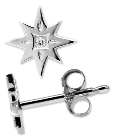 Jac + Jo By Anzie Sapphire Accent Star Shaped Stud Earrings In Sterling Silver In Clear