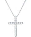 FOREVER GROWN DIAMONDS LAB-CREATED DIAMOND CROSS 18" PENDANT NECKLACE (1/2 CT. T.W.) IN STERLING SILVER, 14K GOLD-PLATED ST