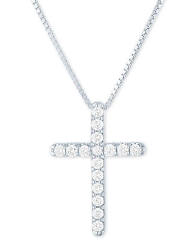 Forever Grown Diamonds Lab-created Diamond Cross 18" Pendant Necklace (1/2 Ct. T.w.) In Sterling Silver, 14k Gold-plated St In White
