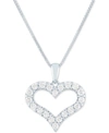 FOREVER GROWN DIAMONDS LAB GROWN OPEN HEART 18" PENDANT NECKLACE (1/2 CT. T.W.) IN STERLING SILVER, 14K GOLD-PLATED STERLIN