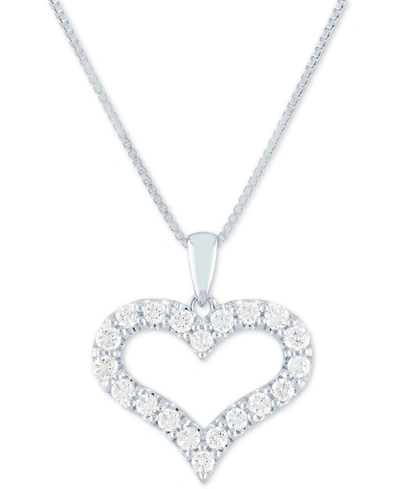 Forever Grown Diamonds Lab Grown Open Heart 18" Pendant Necklace (1/2 Ct. T.w.) In Sterling Silver, 14k Gold-plated Sterlin