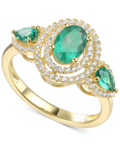 Macy's Sapphire (1-1/2 Ct. T.w.) & Diamond (1/3 Ct. T.w.) Statement Ring In 14k Gold (also In Emerald)