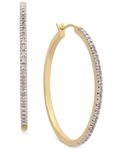 Macy's Diamond Hoop Earrings (1/4 Ct. T.w.) In Sterling Silver, 14k Gold-plated Sterling Silver Or 14k Rose