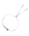 Macy's Cubic Zirconia Micro Pave Love Adjustable Bolo Bracelet In Sterling Silver (also In 14k Rose Gold Ov In White