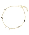 MACY'S CUBIC ZIRCONIA ASSORTED CHARMS BRACELET IN STERLING SILVER (ALSO IN 14K GOLD OVER SILVER)