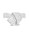 Macy's Cubic Zirconia Pave Knot Ring In Rhodium Plated Sterling Silver With Whit