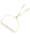 MACY'S CUBIC ZIRCONIA ROUND AND BAGUETTE BAR ADJUSTABLE BOLO BRACELET IN STERLING SILVER (ALSO IN 14K GOLD 
