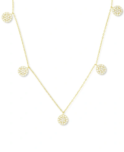 Macy's Cubic Zirconia Cluster Disc Dangle 17" Statement Necklace In Sterling Silver (also In 14k Gold Over In Gold Over Silver