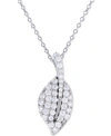 Macy's Cubic Zirconia Leaf 18" Pendant Necklace In Sterling Silver In White