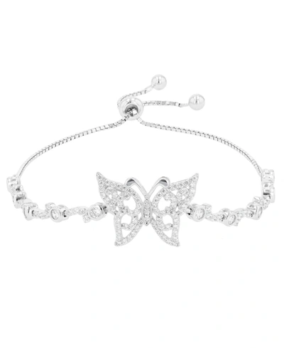Macy's Cubic Zirconia Butterfly Adjustable Bolo Bracelet In Sterling Silver (also In 14k Gold Over Silver O In White