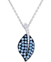 Macy's Cubic Zirconia Leaf 18" Pendant Necklace In Sterling Silver In Blue Spinel
