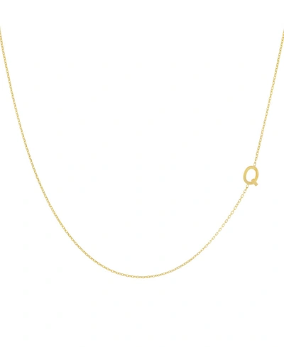 Adinas Jewels Solid Sideways Initial Necklace In 14k Gold Over Sterling Silver
