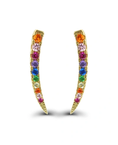Macy's Multi Color Cubic Zirconia Graduated Ear Climbers In Sterling Silver (also In 14k Gold Over Silver)