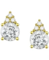 Macy's Gemstone & Diamond Accent Stud Earrings In White Topaz/yellow Gold