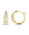 Macy's Cubic Zirconia Crossover Hoop Earrings In Sterling Silver (also In 14k Gold Over Silver Or 14k Rose In Yellow Gold Over Sterling Silver