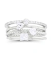 Macy's Cubic Zirconia Multi Cut Faux Stacked Ring In Rhodium Plated Sterling Silver With Whit