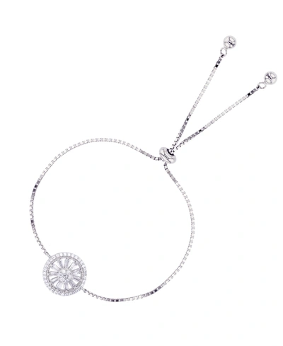 Macy's Cubic Zirconia Round And Baguette Wheel Adjustable Bolo Bracelet In Sterling Silver (also In 14k Gol In White