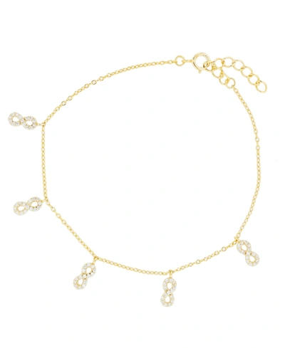 Macy's Cubic Zirconia Dangling Infinity Bracelet In Sterling Silver (also In 14k Gold Over Silver) In Yellow