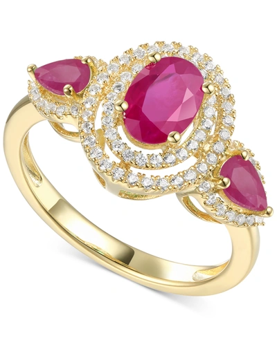 Macy's Sapphire (1-1/2 Ct. T.w.) & Diamond (1/3 Ct. T.w.) Statement Ring In 14k Gold (also In Ruby)