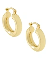 ADINAS JEWELS CHUNKY HOLLOW HOOP EARRING IN 14K GOLD PLATED OVER STERLING SILVER