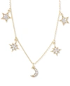 Macy's Cubic Zirconia Star & Moon Dangle Statement Necklace In Sterling Silver, 16" + 2" Extender (also In In Gold Over Silver